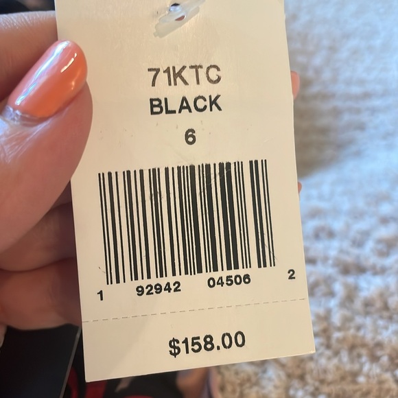 Asian inspired v-neck black dress with red/pink/purple floral pattern. - Picture 5 of 6